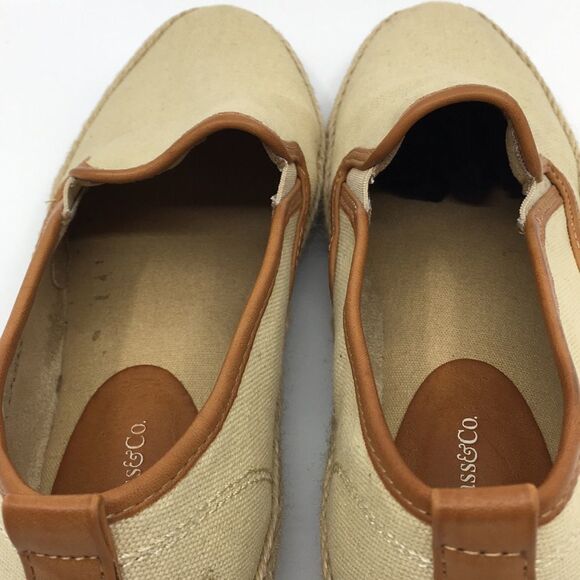 Bass Sage canvas slip on shoes loafers tan / cream with leather trim Size 5.5 M - Picture 10 of 14